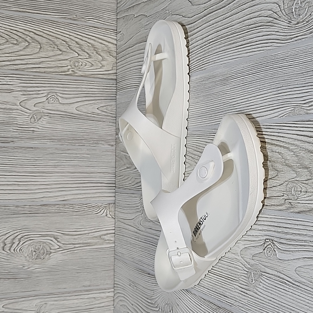 Birkenstock Gizeh Sandals in White Rubber, Size 43
